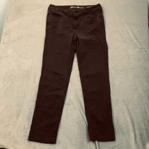 Eddie Bauer Womens Jeans Size 12 Black Denim Slightly Curvy Slim Straight Casual - Picture 11 of 12